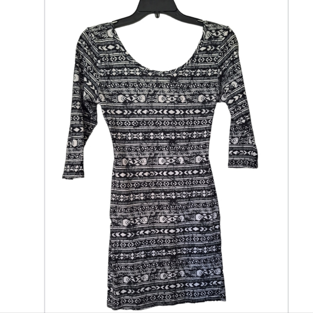 Pine Bodycon Dress, Medium, Black - White